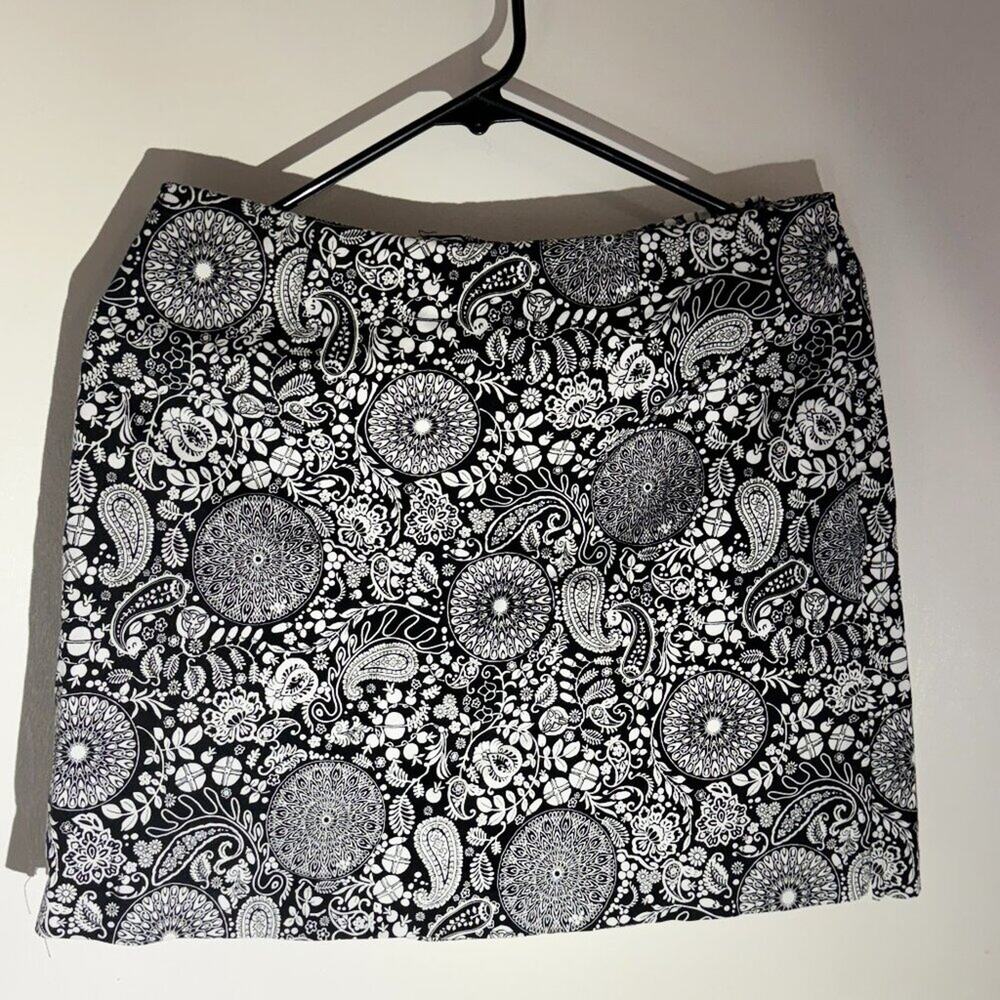 DFA New York Womens 8 Black White Paisley Floral Stretch Mini Skirt